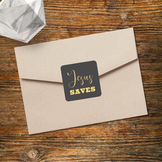 Jesus Rette Gelben Gold Glitzer Quadratischer Aufkleber