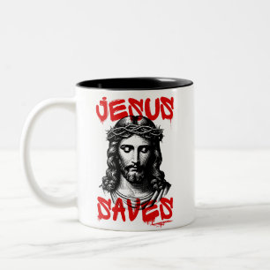 Jesus Rette Graffiti-Stil Zweifarbige Tasse