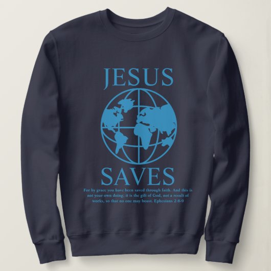 Jesus Rette Graphic 90er dunkelblau Sweatshirt (Design vorne)