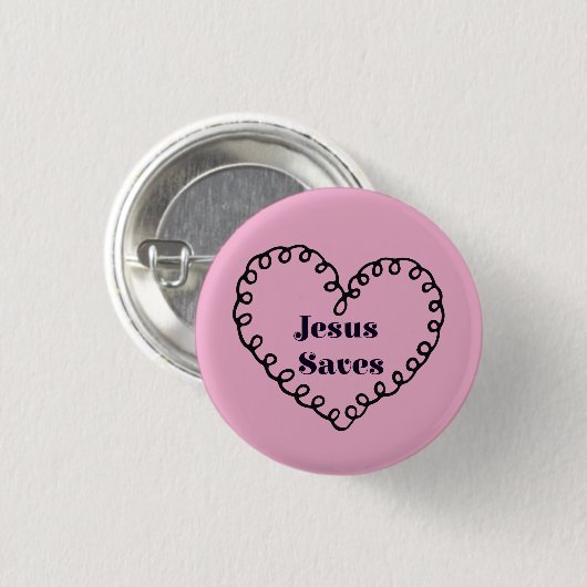 Jesus Rette Herz Button (Vorne & Hinten)