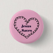 Jesus Rette Herz Button (Vorderseite)