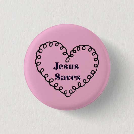 Jesus Rette Herz Button (Vorderseite)