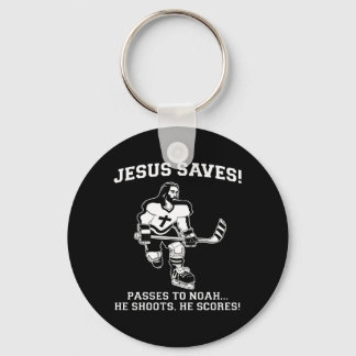 Jesus Rette Hockey lustiges Hemd Schlüsselanhänger