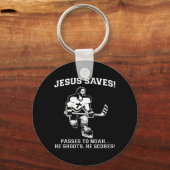 Jesus Rette Hockey lustiges Hemd Schlüsselanhänger (Vorderseite)