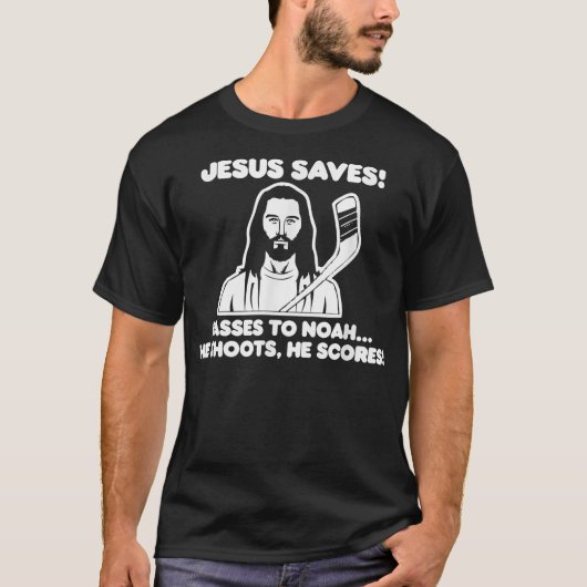 Jesus Rette Hockey Shirt Funny Katholic Christlich (Vorderseite)