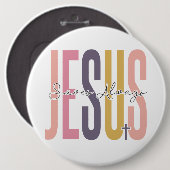 Jesus rette immer Ostern Christliche Kreuzquelle Button (Vorne & Hinten)