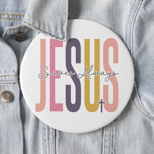 Jesus rette immer Ostern Christliche Kreuzquelle Button (Beispiel)