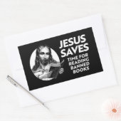 Jesus rette, indem er Bibliotheksbücher ausliest Rechteckiger Aufkleber (Umschlag)