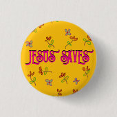 "Jesus Rette" inspirierendes Zitat blorgelb Button (Vorderseite)