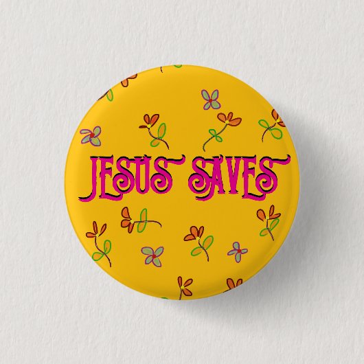 "Jesus Rette" inspirierendes Zitat blorgelb Button (Vorderseite)
