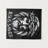 Jesus Rette - kühne Christliche Kunst Wandteppich (Vorderseite (Horizontal))