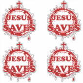 Jesus Rette mit Kreuz und Krone von Thorns Aufkleber (Vorderseite)