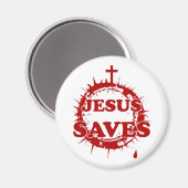 Jesus Rette mit Kreuz und Krone von Thorns Magnet (Vorderseite/Rückseite)