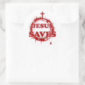 Jesus Rette mit Kreuz und Krone von Thorns Runder Aufkleber (Tasche)