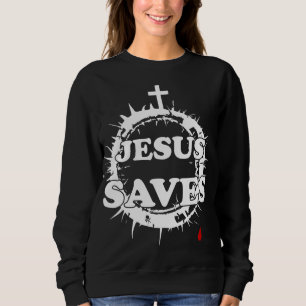Jesus Rette mit Kreuz und Krone von Thorns Sweatshirt