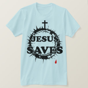 Jesus Rette mit Kreuz und Krone von Thorns T-Shirt
