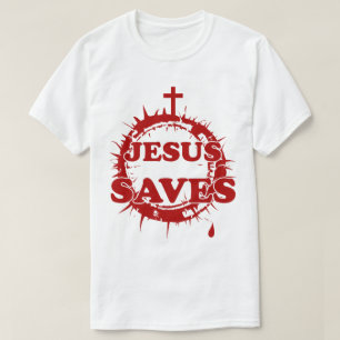 Jesus Rette mit Kreuz und Krone von Thorns T-Shirt