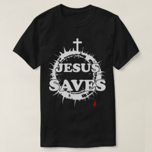 Jesus Rette mit Kreuz und Krone von Thorns T-Shirt