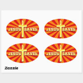 Jesus Rette Oval Cross Stickers (Blatt)