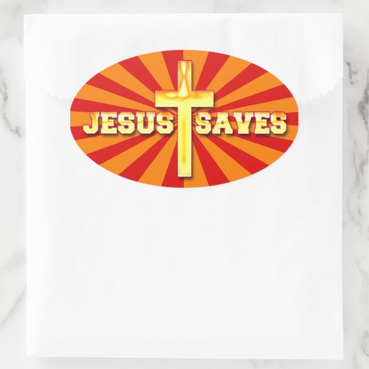 Jesus Rette Oval Cross Stickers (Tasche)