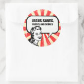 JESUS RETTE, PASSEN UND SPIELEN RUNDER AUFKLEBER (Tasche)