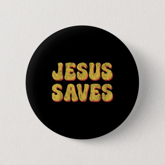 Jesus Rette - Populärer Christlicher Glaubenssatz Button (Vorderseite)