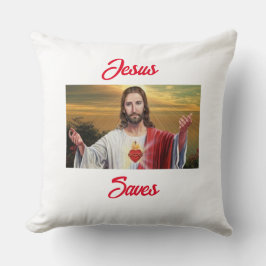 Jesus Rette Throw Pillow Kissen