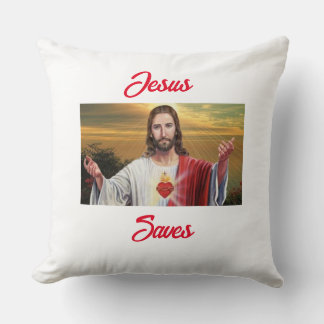 Jesus Rette Throw Pillow Kissen