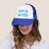JESUS RETTE TRUCKER HAT - WHITE & ROYAL TRUCKERKAPPE (Beispiel)