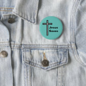 Jesus Rette über den Christlichen Knopf Button (Beispiel)