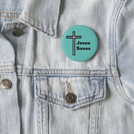 Jesus Rette über den Christlichen Knopf Button (Beispiel)
