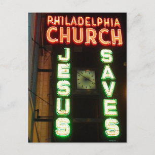 Jesus Rette Vintage Neon Sign Post Card Postkarte