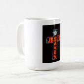 Jesus Rette Zeichen Kaffeetasse (Vorderseite Links)