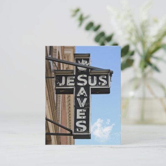 Jesus Rette Zeichen Postkarte (Stehend Vorderseite)