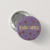 "Jesus Rette" Zitat mit Florals Lila Button (Vorne & Hinten)