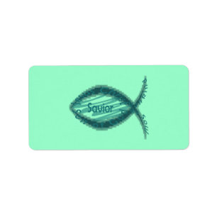 Jesus-Retter-christliches Fisch-Symbol Adressaufkleber