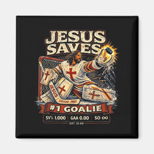 Jesus rettet 1 Torwart Lustiger Christlicher Hocke Magnet