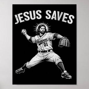 Jesus rettet Baseball für Männer Frauen Kinder Chr Poster