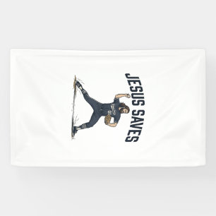 Jesus rettet Baseball Pitcher Vintage Gravur Shi Banner
