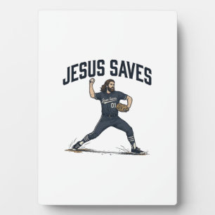 Jesus rettet Baseball Pitcher Vintage Gravur Shi Fotoplatte