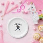 Jesus rettet Baseball Pitcher Vintage Gravur Shi Pappteller (Party)