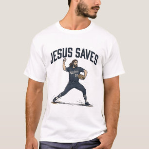 Jesus rettet Baseball Pitcher Vintage Gravur Shi T-Shirt