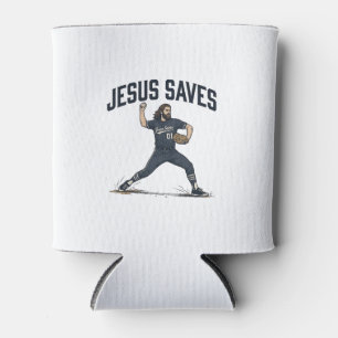 Jesus rettet Baseball Pitcher Vintage Gravur-Shirt Dosenkühler