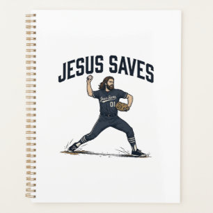 Jesus rettet Baseball Pitcher Vintage Gravur-Shirt Planer