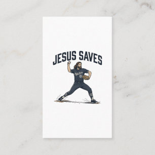 Jesus rettet Baseball Pitcher Vintage Gravur-Shirt Visitenkarte