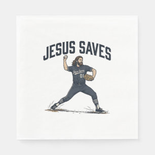 Jesus rettet Baseball Pitcher Vintage Gravur T-Shi Serviette