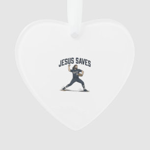 Jesus rettet Baseball-Pitcher Vintage-Stich Shirt Ornament