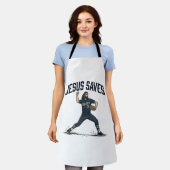 Jesus rettet Baseball-Pitcher Vintage-Stich Shirt Schürze (Getragen)