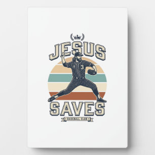 Jesus rettet Baseball Vintage Christian Vector Des Fotoplatte