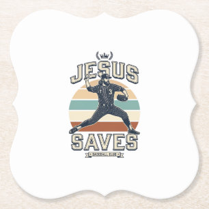 Jesus rettet Baseball Vintage Christian Vector Des Untersetzer